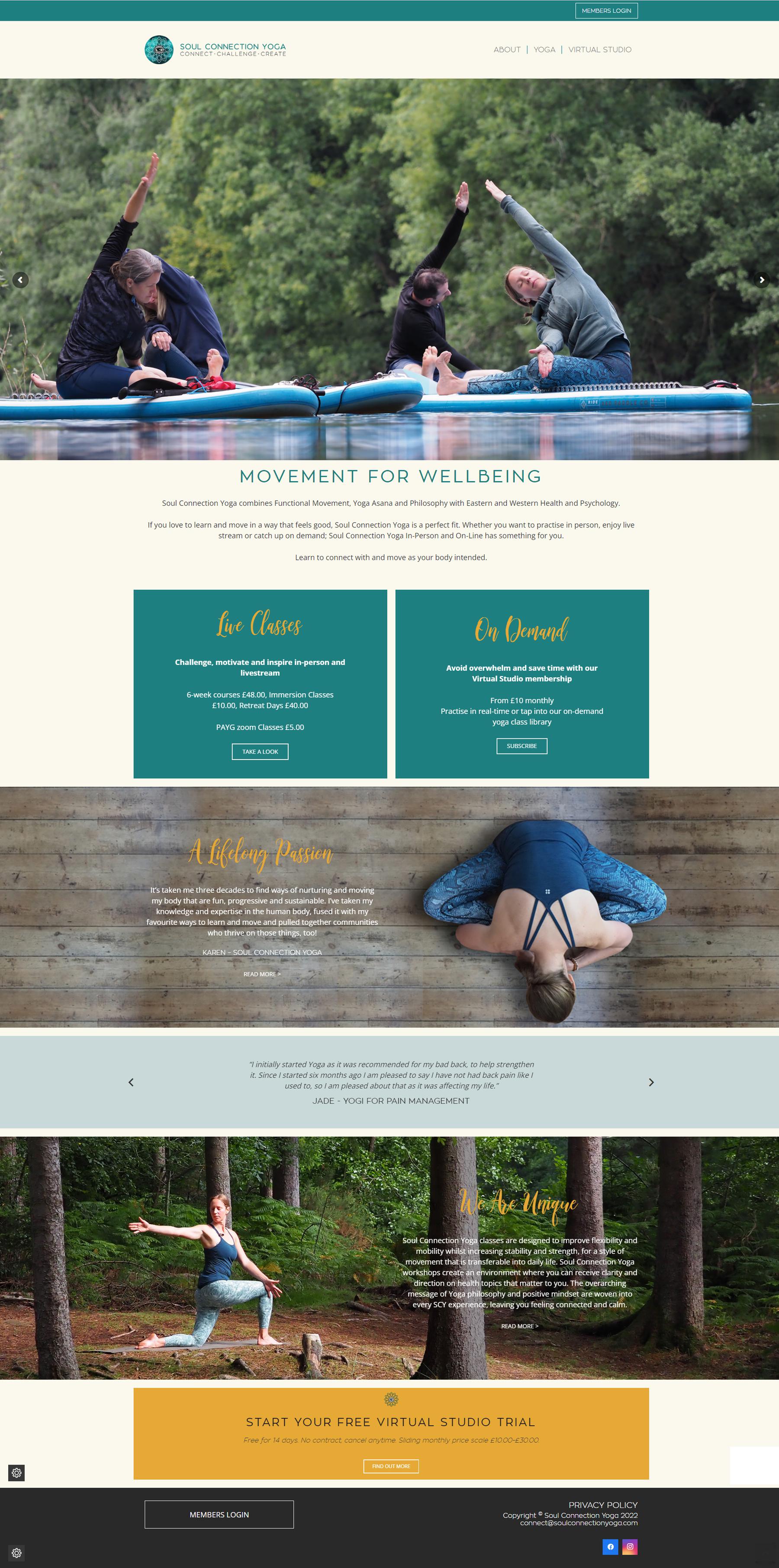 soul connection yoga web design
